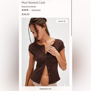 Free People Chocolate Button-Down Top